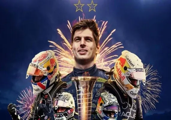 Max Verstappen holding the 2022 Formula 1 championship trophy in a celebratory collage.